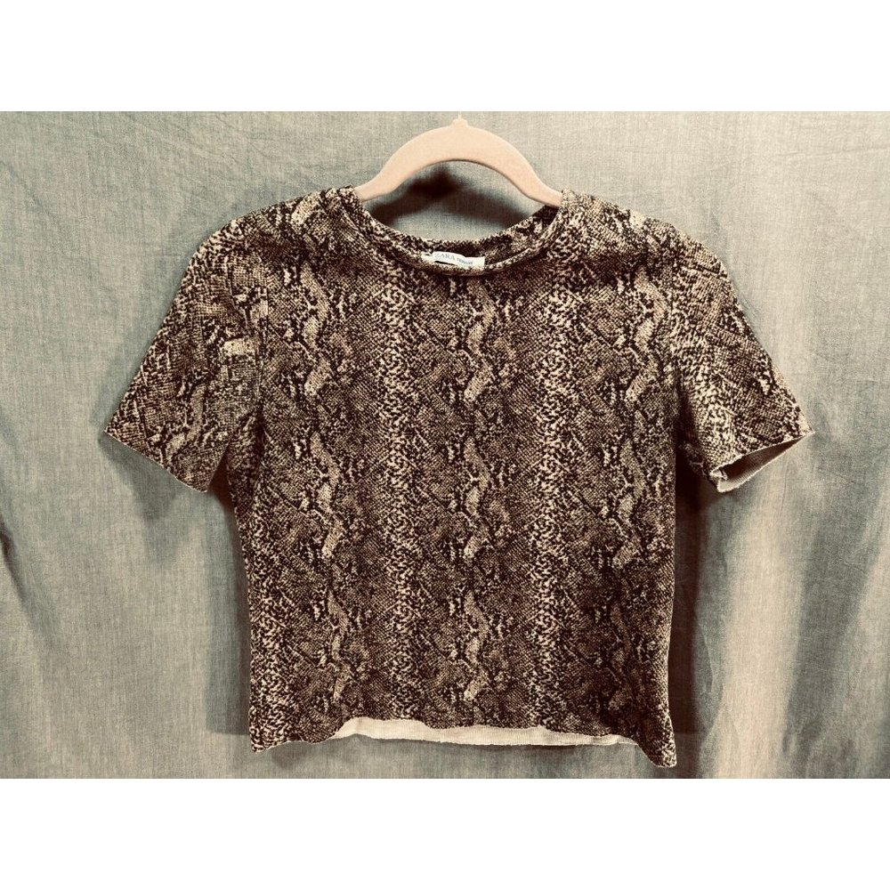 Zara Shirt Youth Small Beige Animal Print Short Sleeve‎ Pullover Girls Kids.